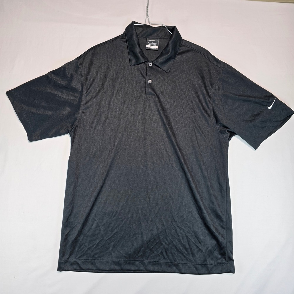 Nike Golf Mens Dri-FIT Black Short Sleeve Polo Shirt 373749-010 Medium